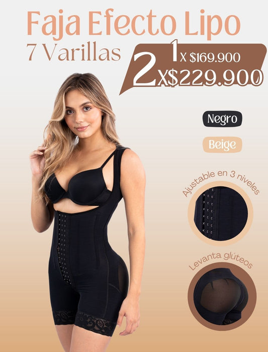 Faja Efecto Lipo 7 Varillas + Gel Reductor + Top